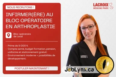 Infirmier(ère) - bloc opératoire en arthroplastie - Lacroix médecine privée - Laval