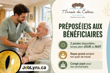Préposé(e) aux bénéficiaires (PAB) - Manoir du Coteau - Beaumont
