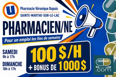 Pharmacien/ne - Pharmacie Véronique Dupuis - Sainte-Marthe-Sur-Le-Lac