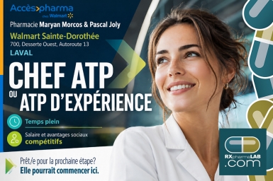 CHEF ATP ou ATP d'expérience - Pharmacie Maryan Morcos & Pascal Joly - Laval