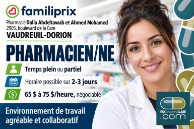 Pharmacien(ne) - Pharmacie Dalia Abdeltawab et Ahmed Mohamed - Vaudreuil-Dorion