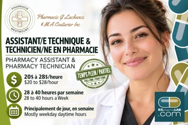 Assistant/e technique en pharmacie et technicien/ne en pharmacie - Pharmacie G Lachance et M-A Couturier - Westmount