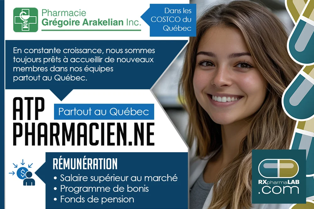 ATP et pharmacien/ne chez Pharmacies Grégoire Arakelian à Partout au Québec