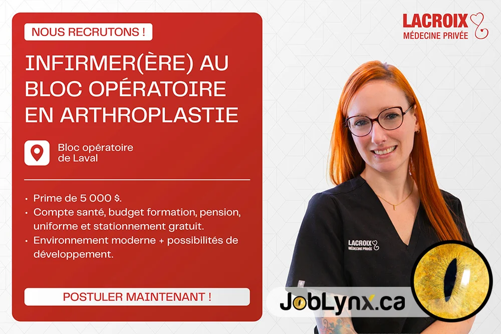 Infirmier(ère) - bloc opératoire en arthroplastie chez Lacroix médecine privée à Laval
