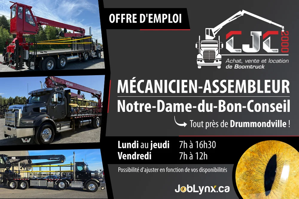 Mécanicien-assembleur chez CJC 2000 à Notre-Dame-du-Bon-Conseil