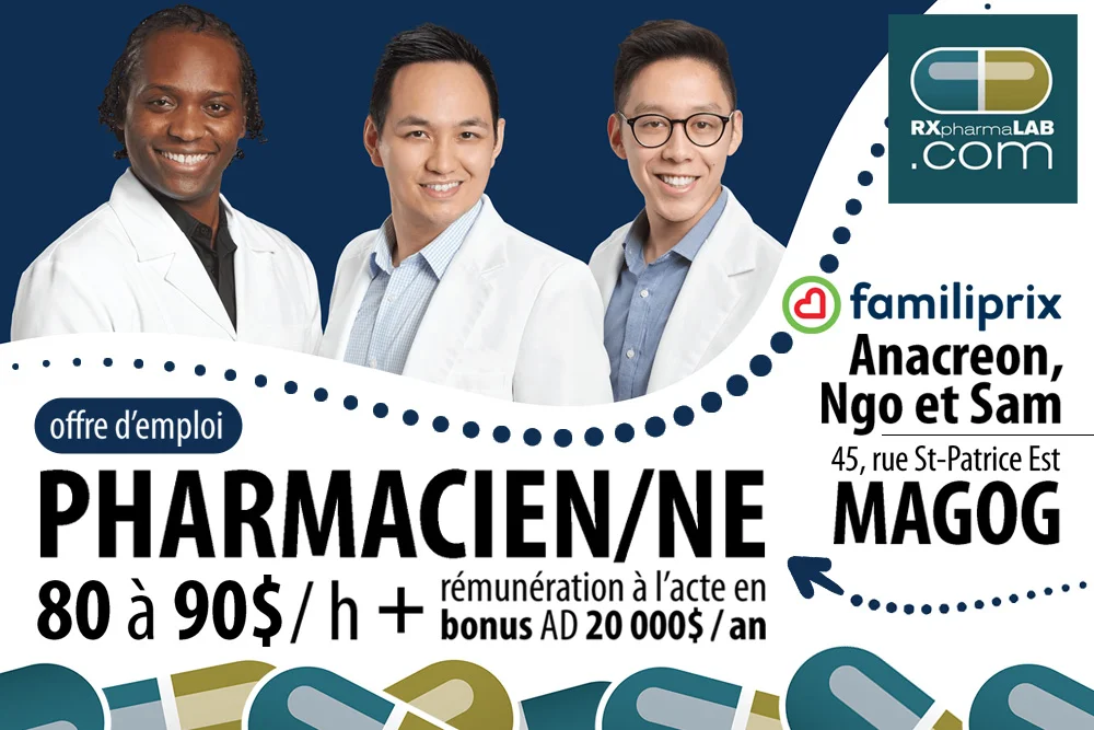 Pharmacien/ne chez Pharmacie Anacréon, Ngo et Sam à Magog