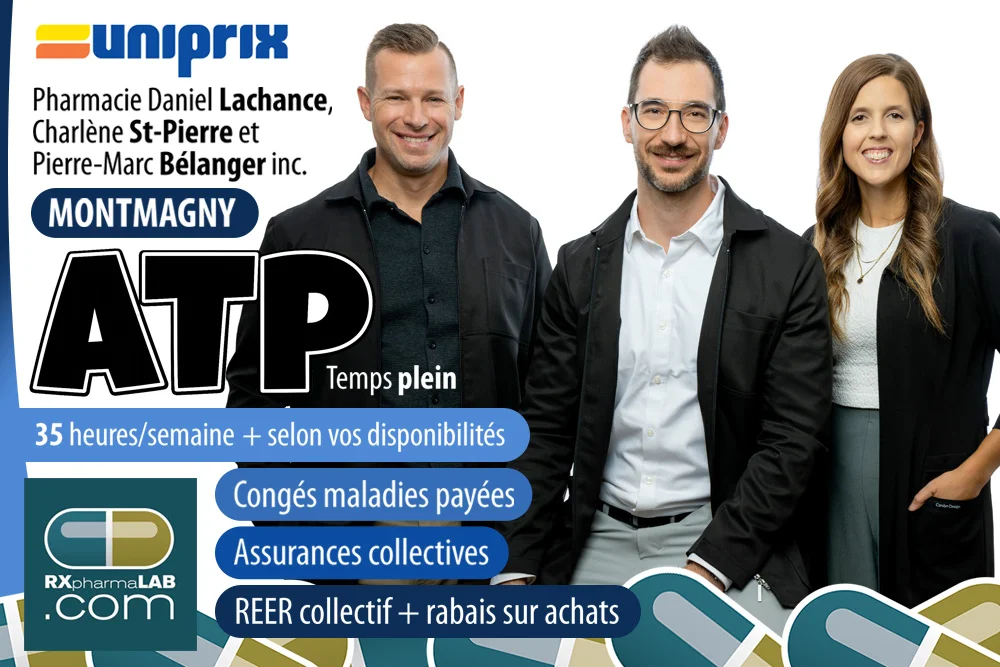 ATP chez Pharmacie Daniel Lachance Charlène St-Pierre, Pierre-Marc Bélanger à Montmagny