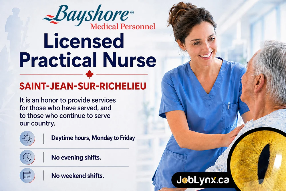 Infirmier(ère) auxiliaire autorisé(e) chez Bayshore Medical Personnel à Saint-Jean-Sur-Richelieu