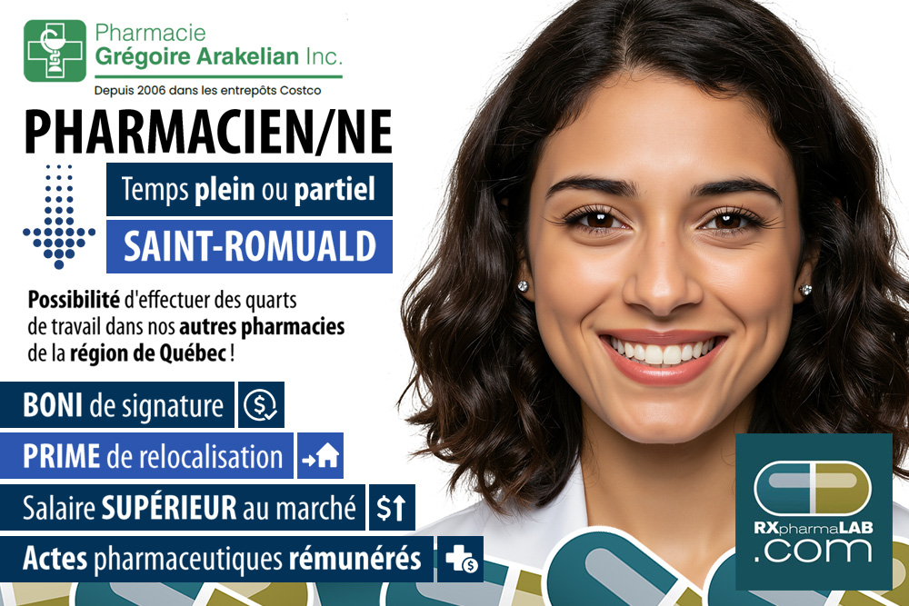 Pharmacien/ne chez Pharmacies Grégoire Arakelian à Saint-Romuald
