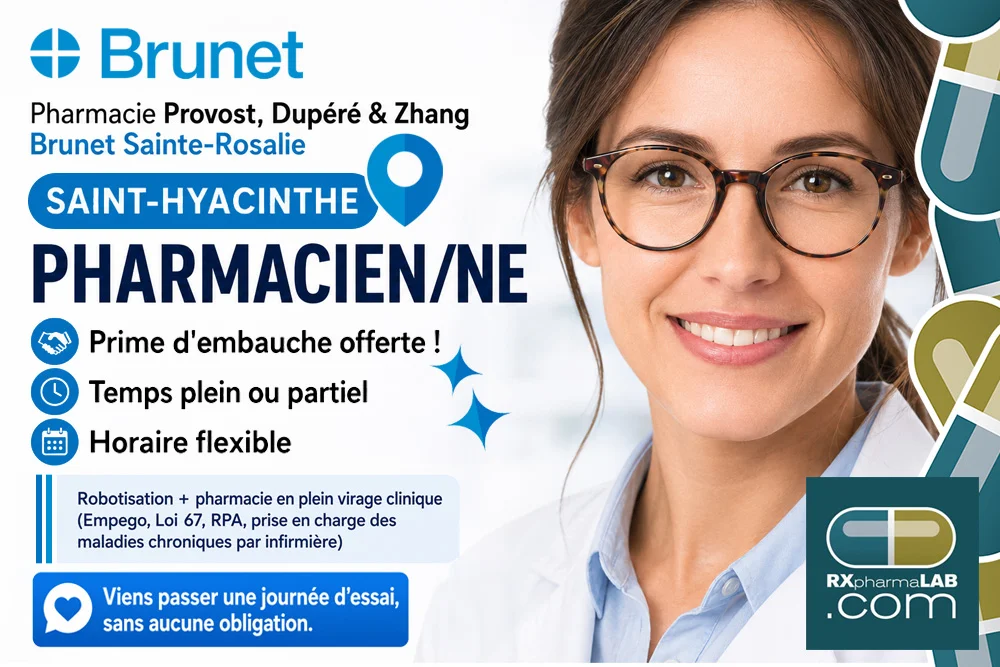 Pharmacien/ne chez Pharmacie Provost, Dupéré et Zhang à Saint-Hyacinthe