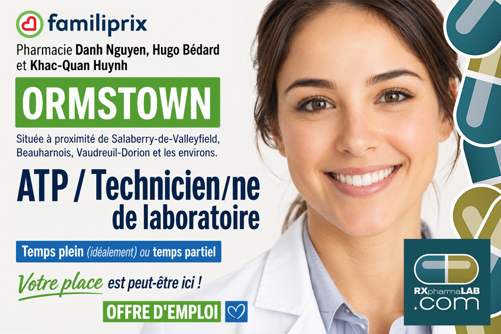 ATP / technicien(ne) de laboratoire chez Pharmacie Danh Nguyen, Hugo Bédard et Khac-Quan Huynh à Ormstown
