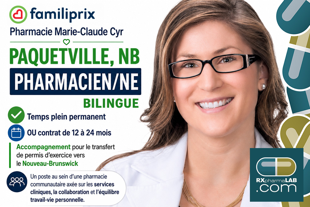 Pharmacien/ne chez Pharmacie Marie Claude Cyr à Paquetville