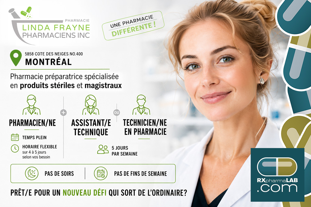 Pharmacien/ne & ATP | technicien/ne chez Pharmacie Linda Frayne à Montréal