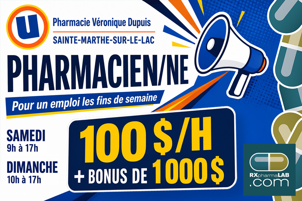 Pharmacien/ne chez Pharmacie Véronique Dupuis à Sainte-Marthe-Sur-Le-Lac