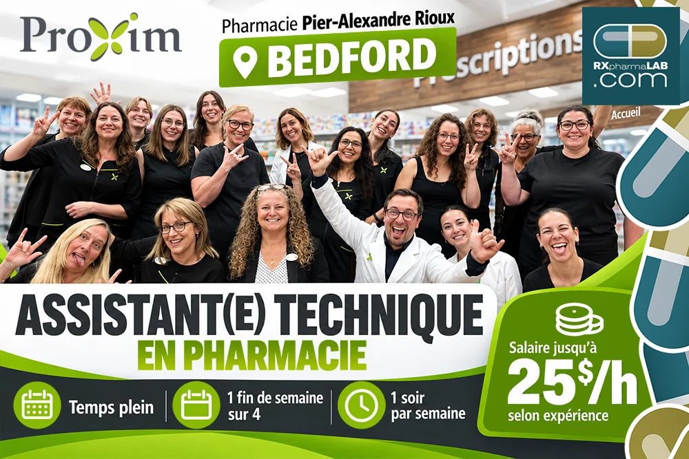Assistant/e technique en pharmacie chez Pharmacie Pier-Alexandre Rioux à Bedford