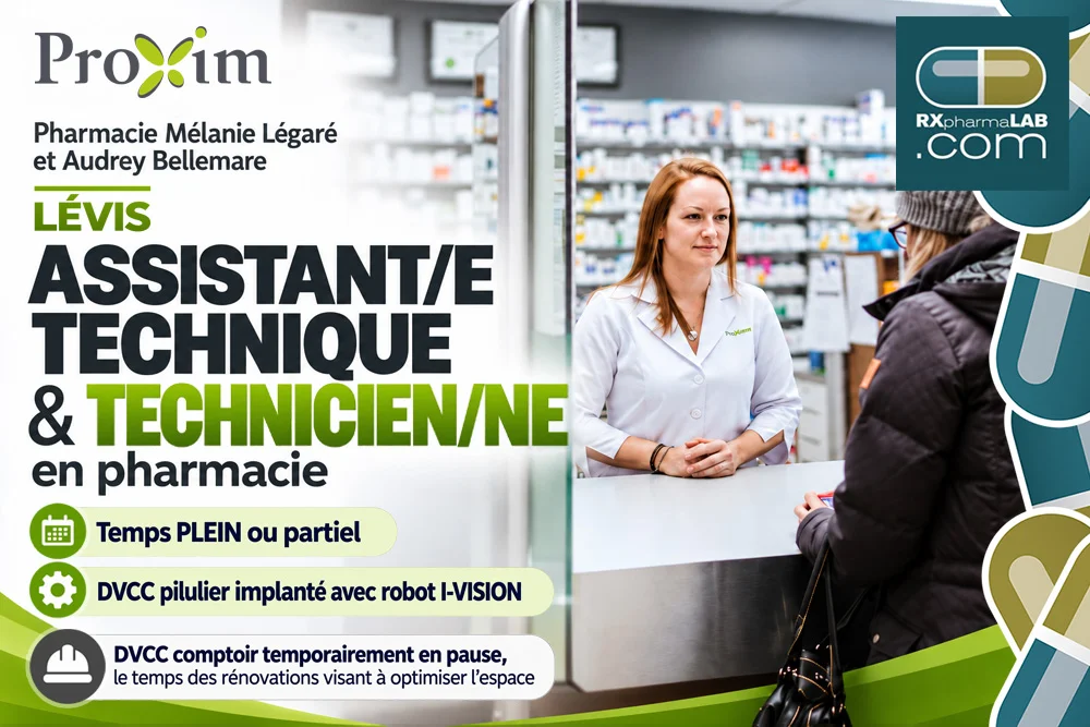 ATP et technicien/ne en pharmacie chez Pharmacie Mélanie Légaré et Audrey Bellemare à Lévis