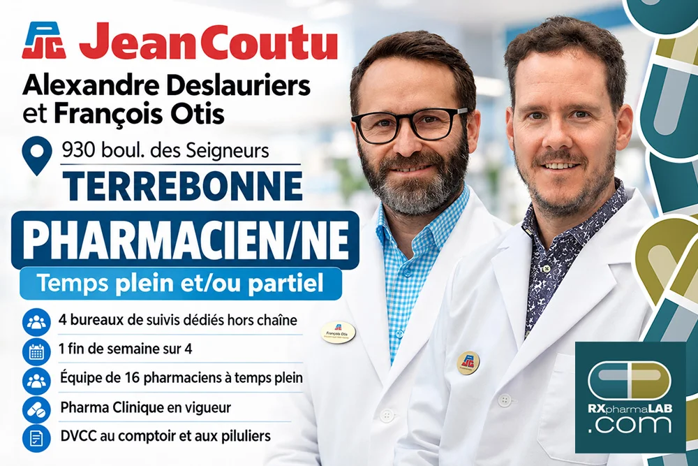 Pharmacien/ne chez Pharmacie Alexandre Deslauriers et François Otis à Terrebonne