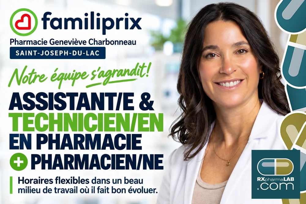 ATP et technicien/ne en pharmacie & pharmacien/ne chez Pharmacie Geneviève Charbonneau à Saint-Joseph-Du-Lac