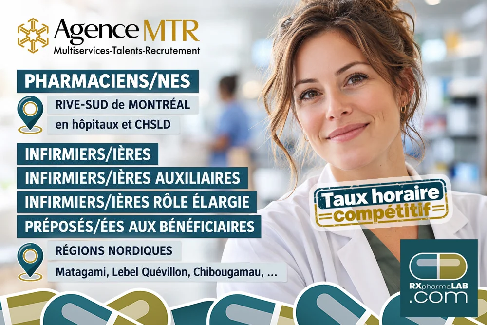 Pharmaciens/ennes et postes en santé chez Agence MTR à Rive-Sud de Montréal