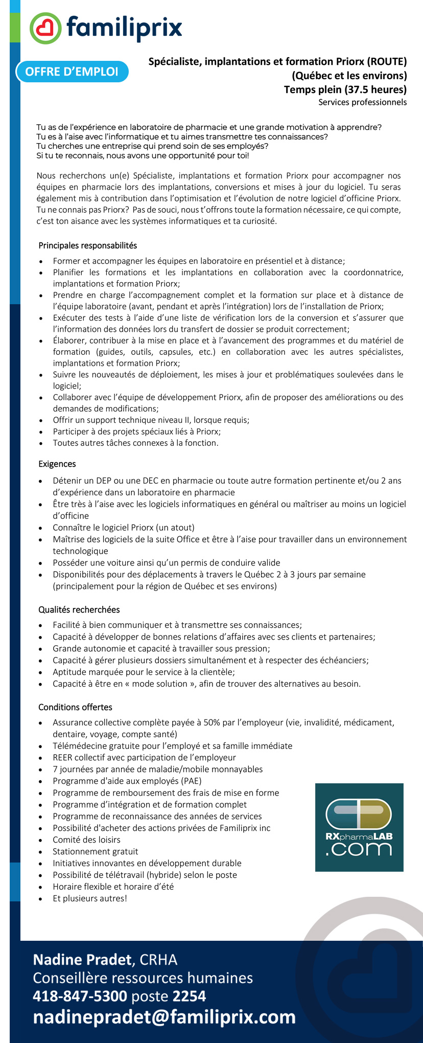 Spécialiste, implantations et formation Priorx