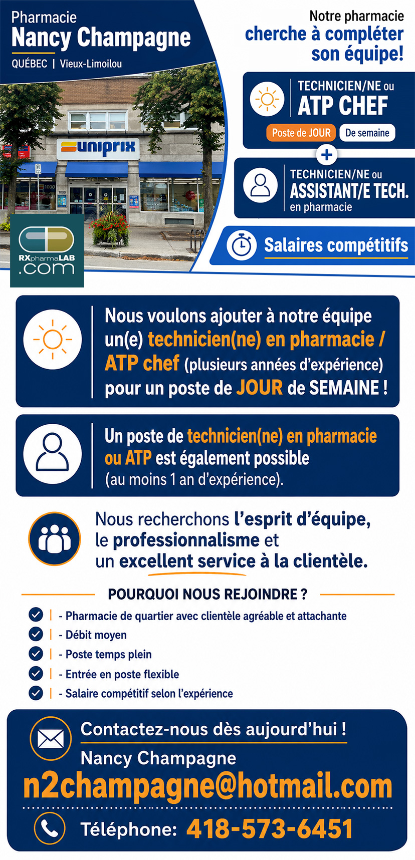 Technicien/ne ou ATP CHEF et Technicien/ne ou ATP