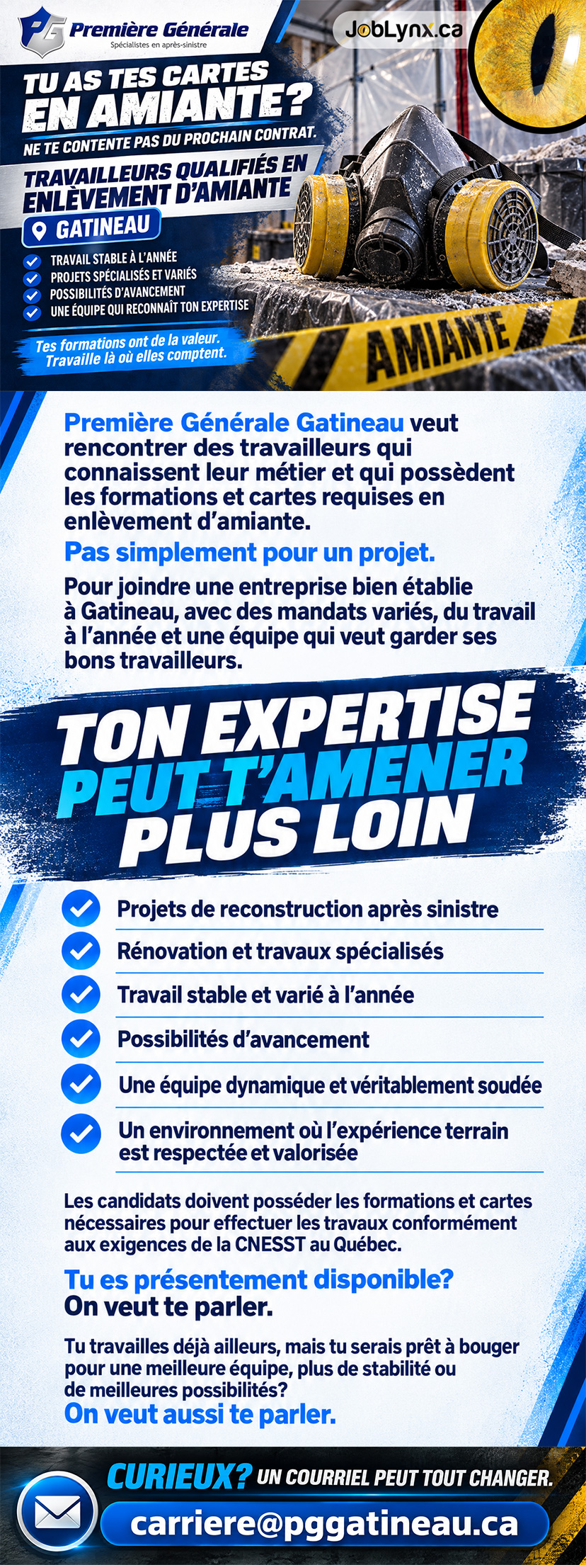 Travailleurs qualifiés en enlèvement d'amiante