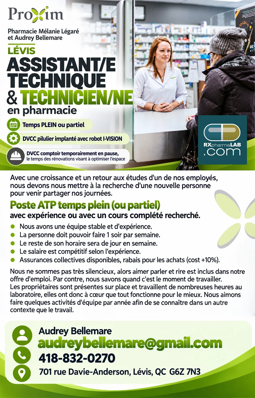 ATP et technicien/ne en pharmacie