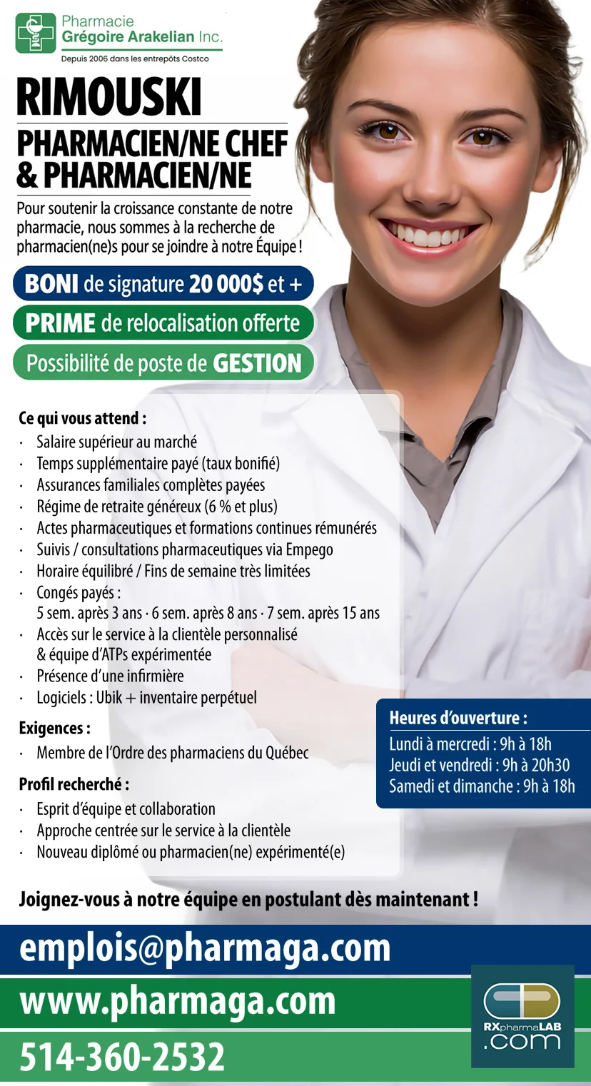 Pharmacien/ne ou Pharmacien/ne chef