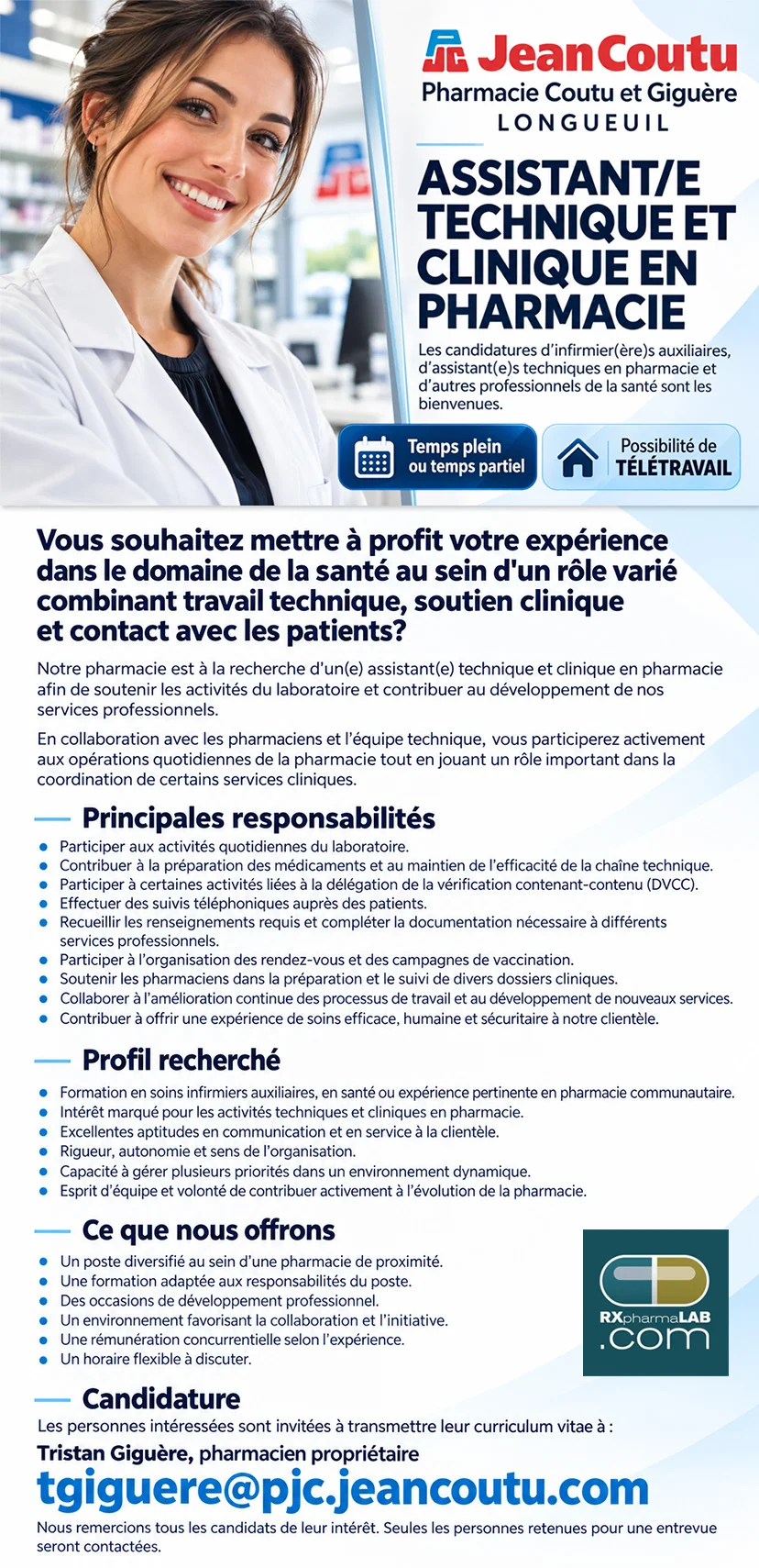 Assistant(e) technique et clinique en pharmacie