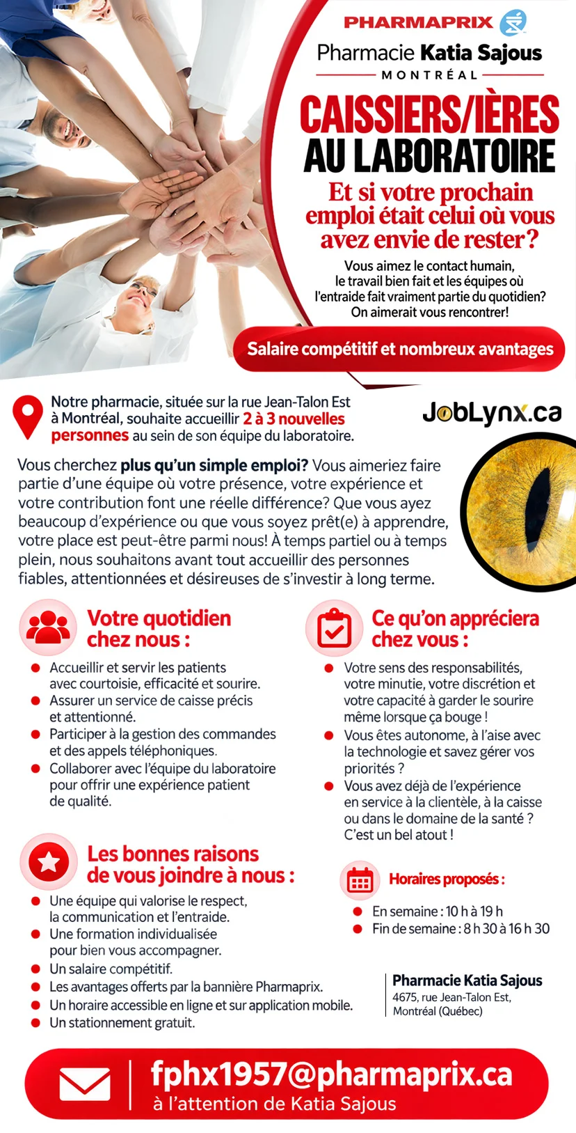 Caissiers/ières au laboratoire