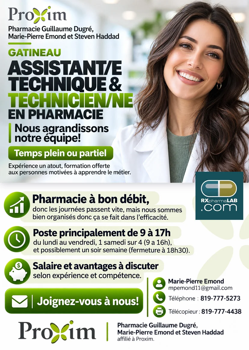 Assistant/e technique en pharmacie et technicien/ne en pharmacie