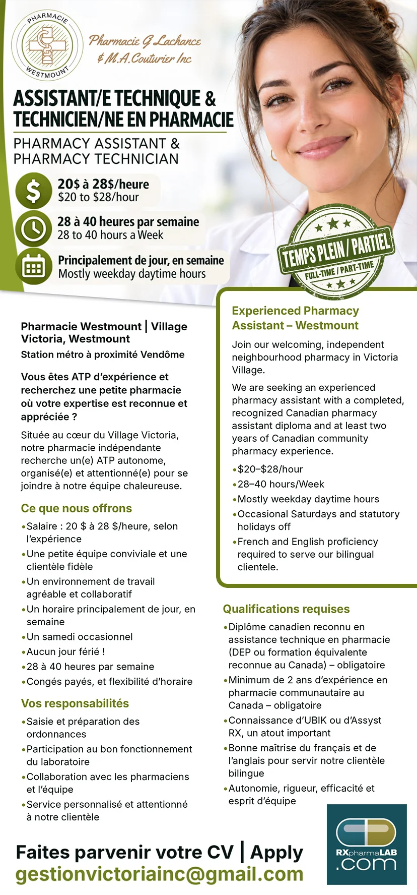 Assistant/e technique en pharmacie et technicien/ne en pharmacie